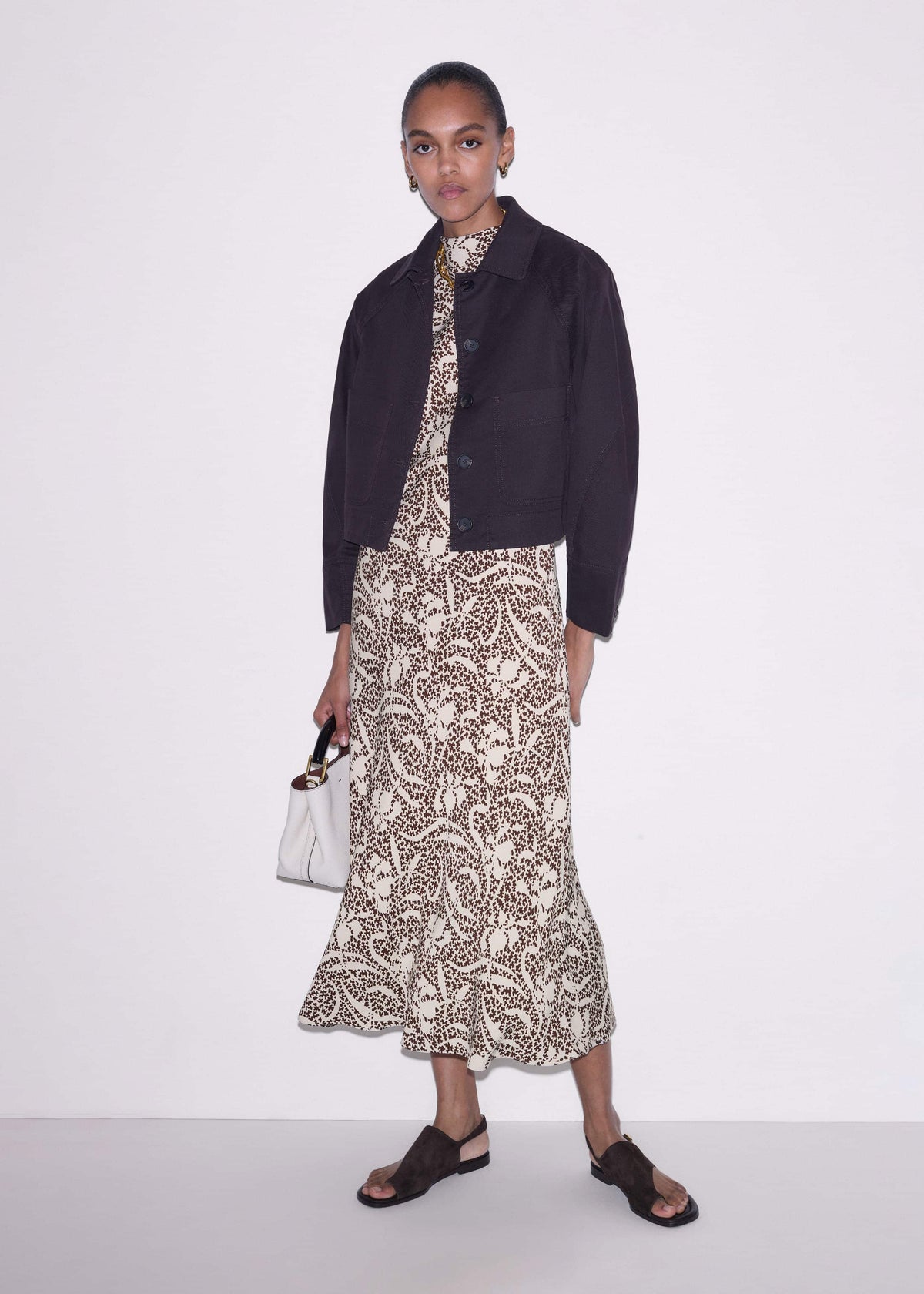 ME+EM Brown Cocoon Sleeve Jacket