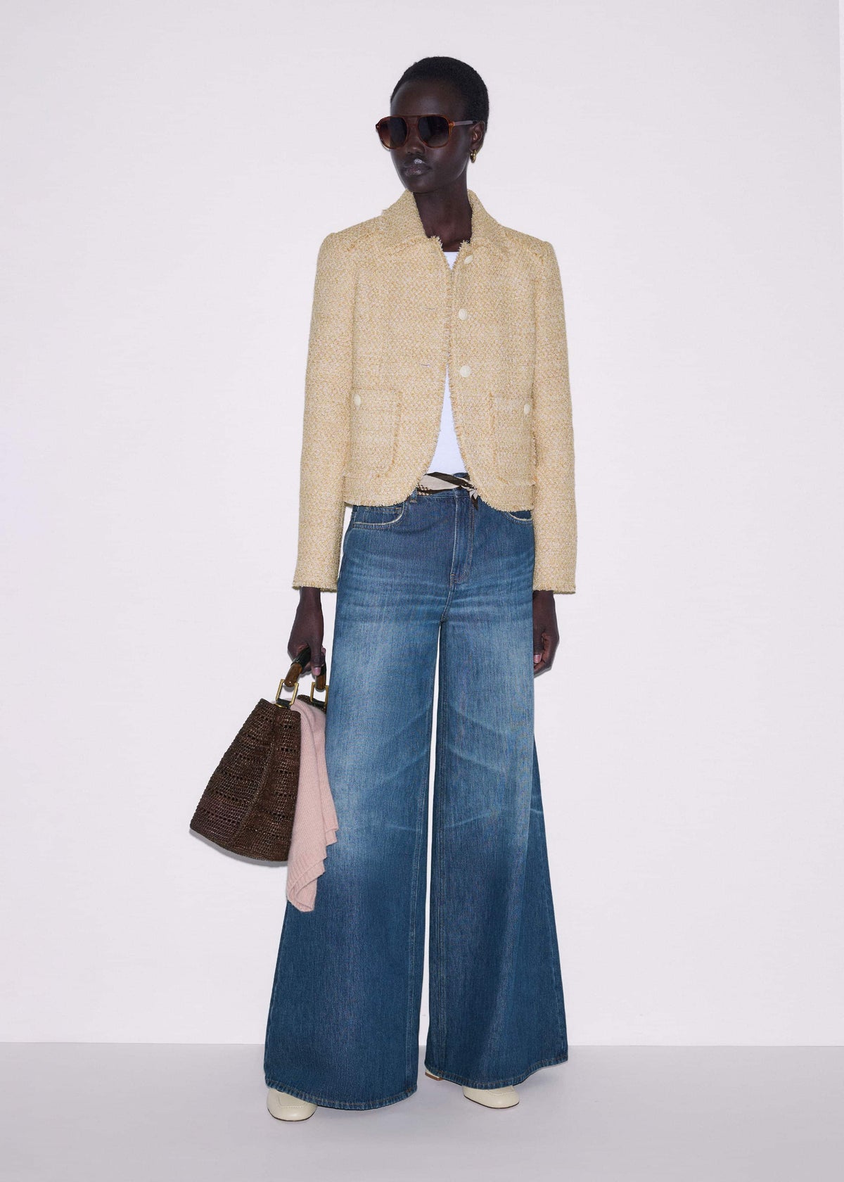 ME+EM Cream Fringed Short Jacket