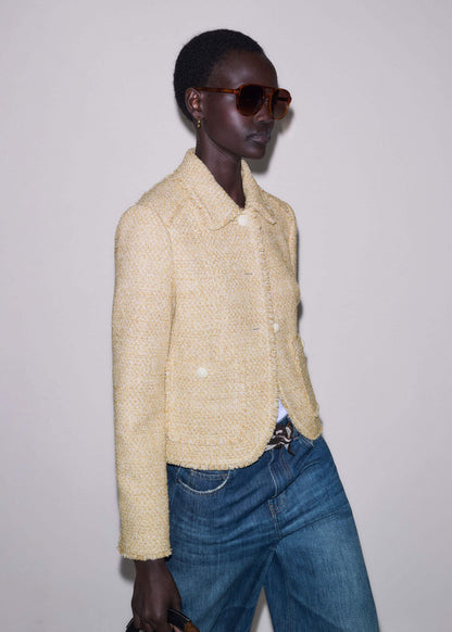 ME+EM Cream Fringed Short Jacket