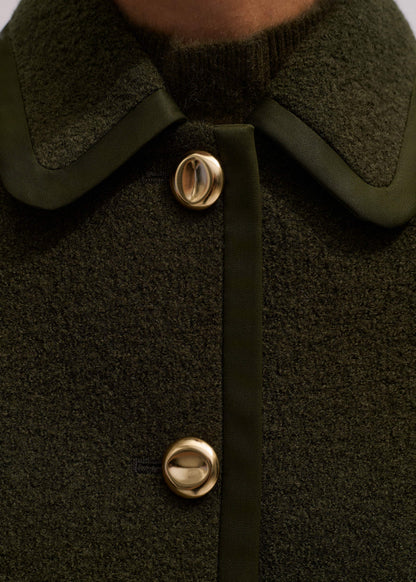 ME+EM Olive Green Straight Crop Jacket