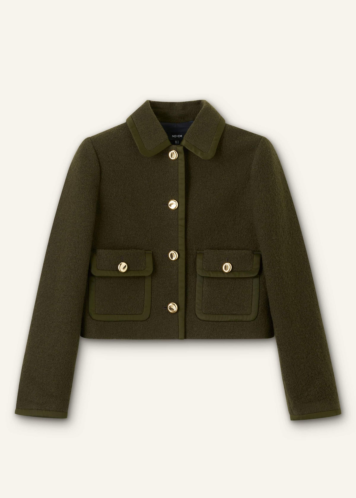 ME+EM Olive Green Straight Crop Jacket