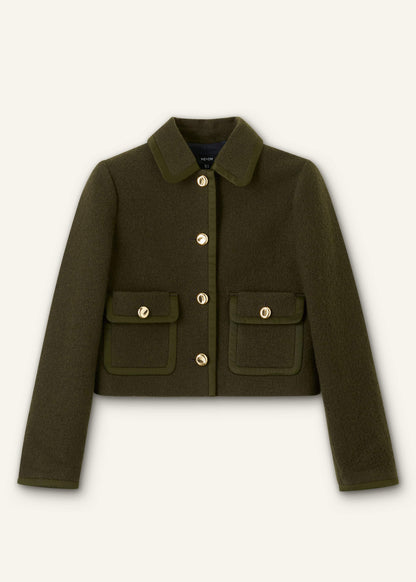 ME+EM Olive Green Straight Crop Jacket