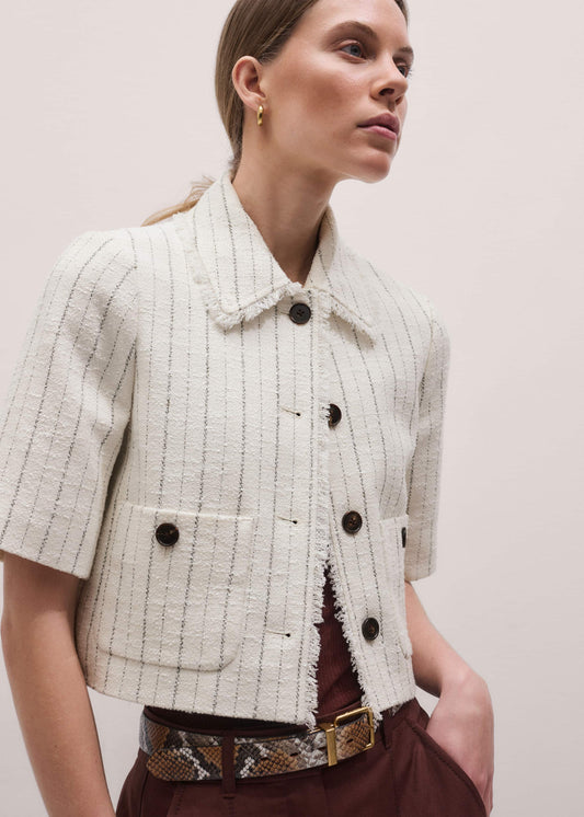 ME+EM Ivory Stripe Crop Jacket