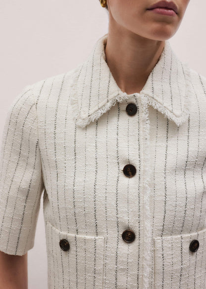 ME+EM Ivory Stripe Crop Jacket