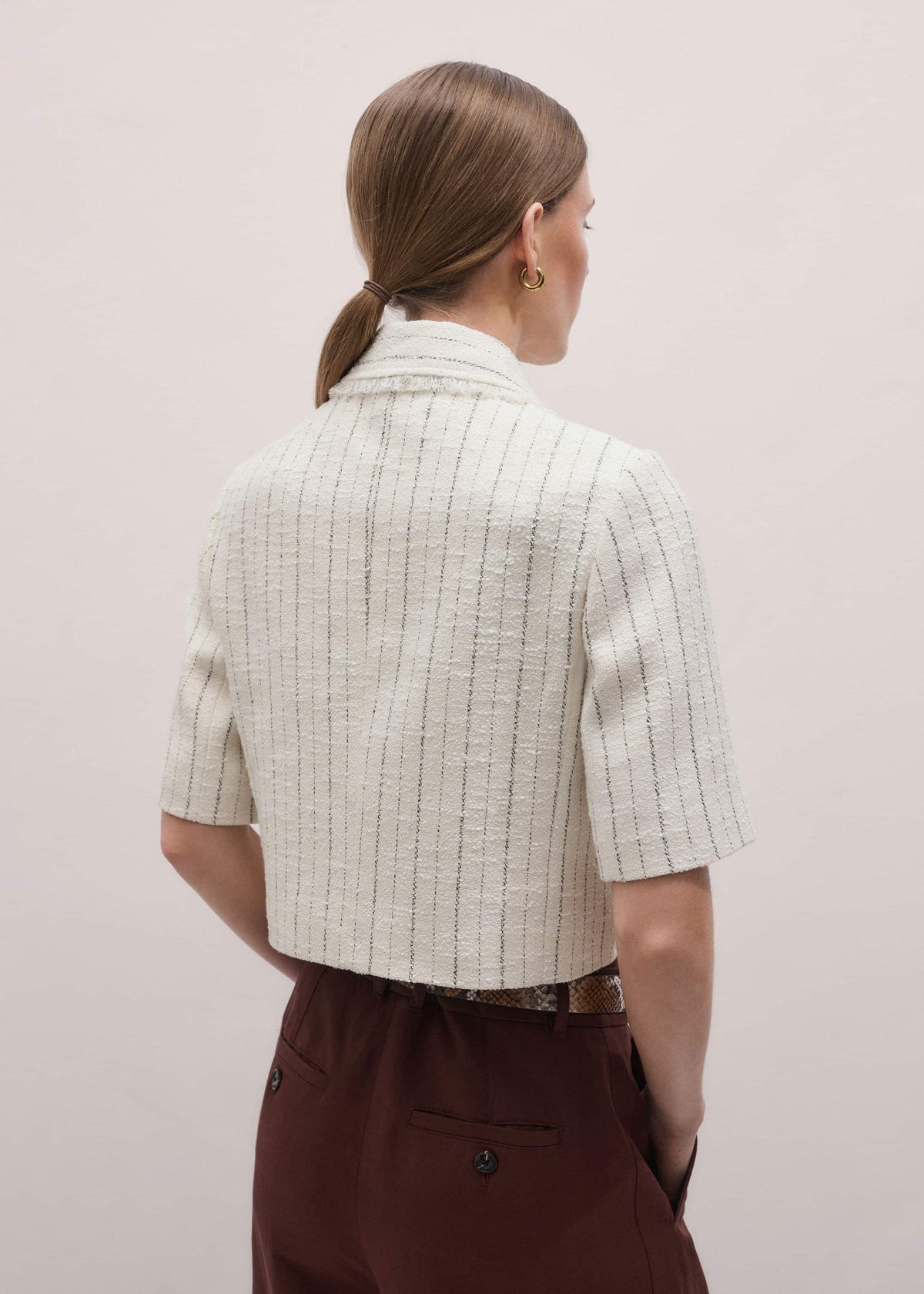 ME+EM Ivory Stripe Crop Jacket