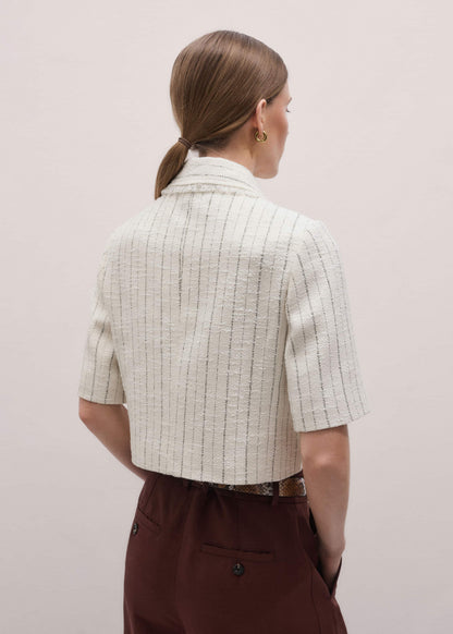 ME+EM Ivory Stripe Crop Jacket
