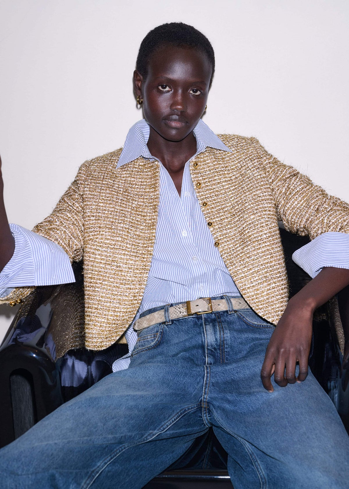ME+EM Gold Metallic Crop Evening Jacket
