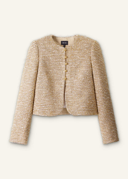 ME+EM Gold Metallic Crop Evening Jacket