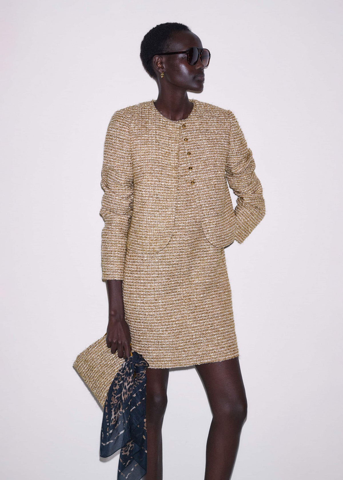 ME+EM Gold Metallic Crop Evening Jacket