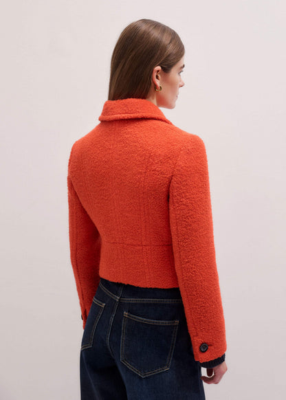 ME+EM Orange Cropped Bouclé Jacket