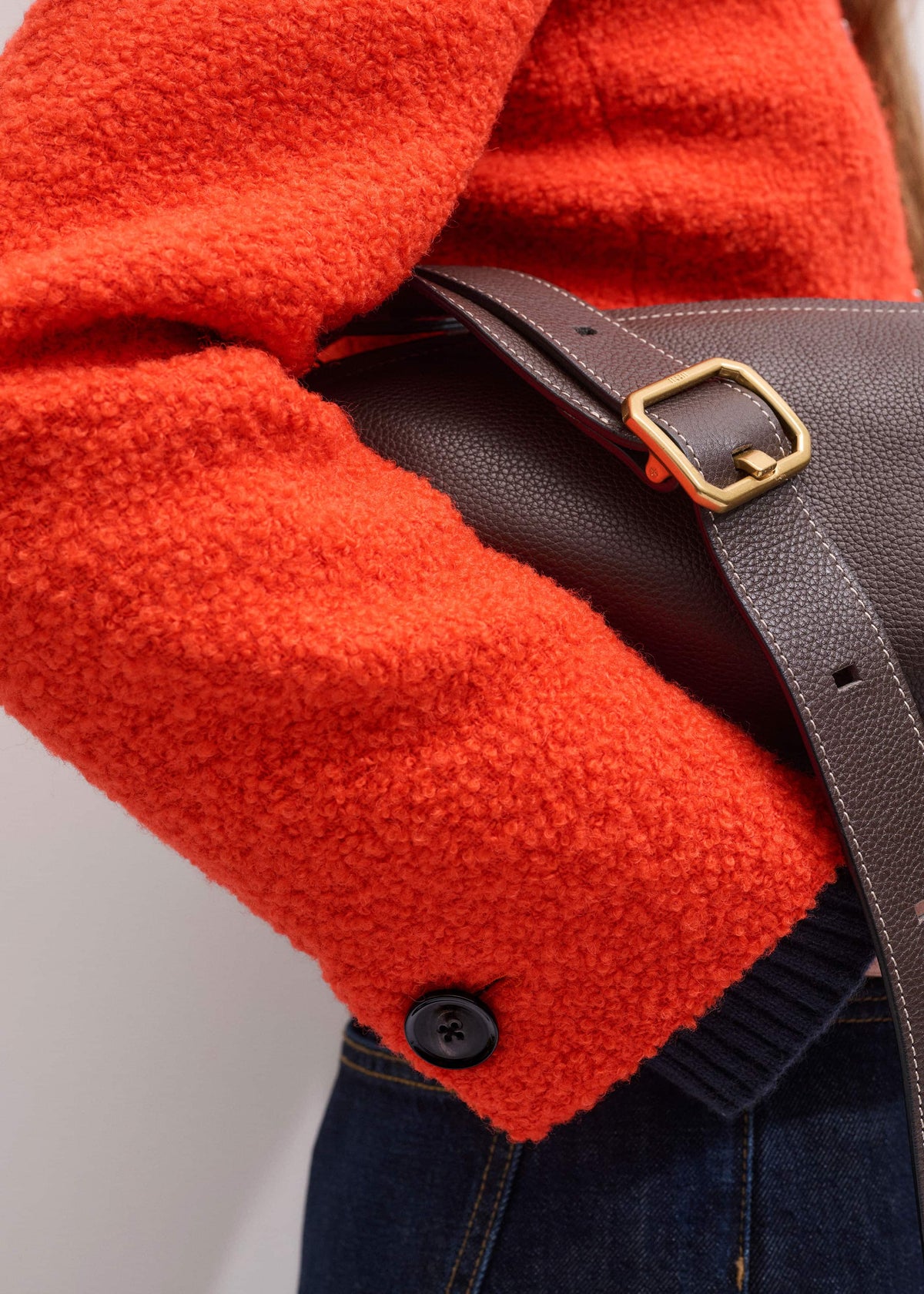 ME+EM Orange Cropped Bouclé Jacket