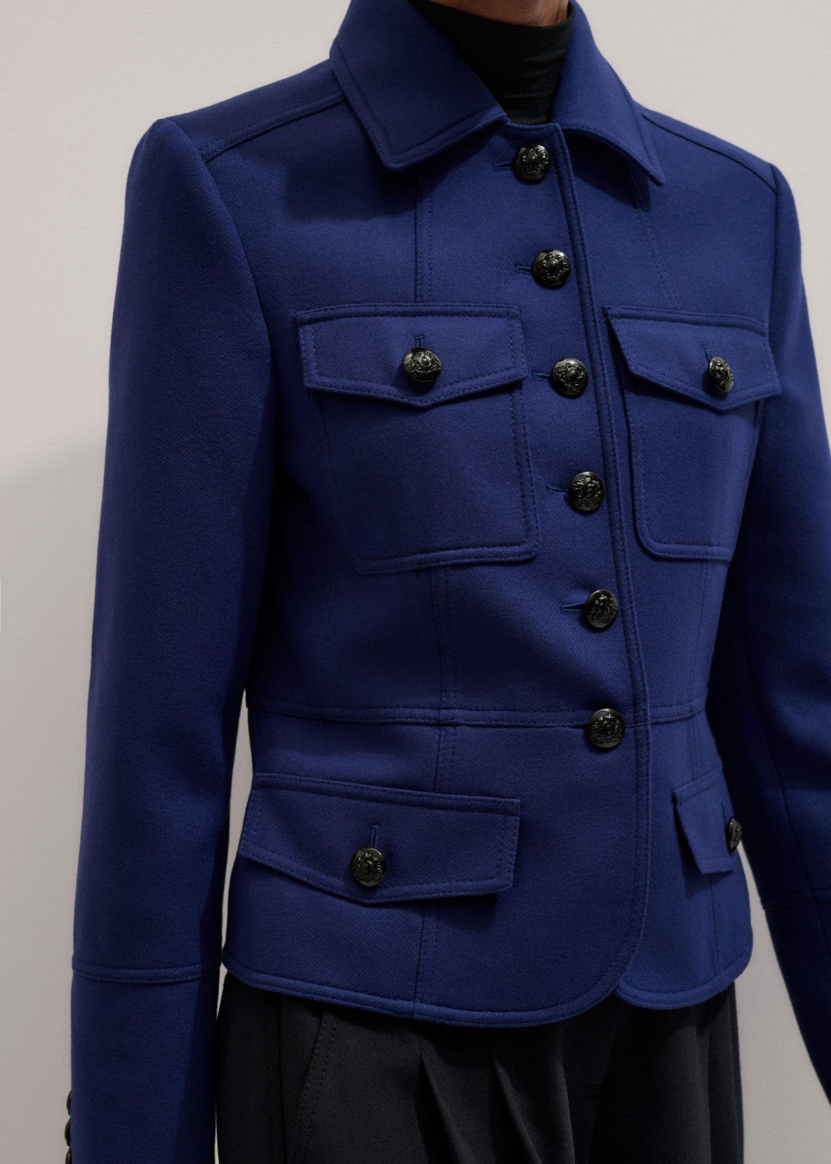 ME+EM Blue Fitted Military Jacket