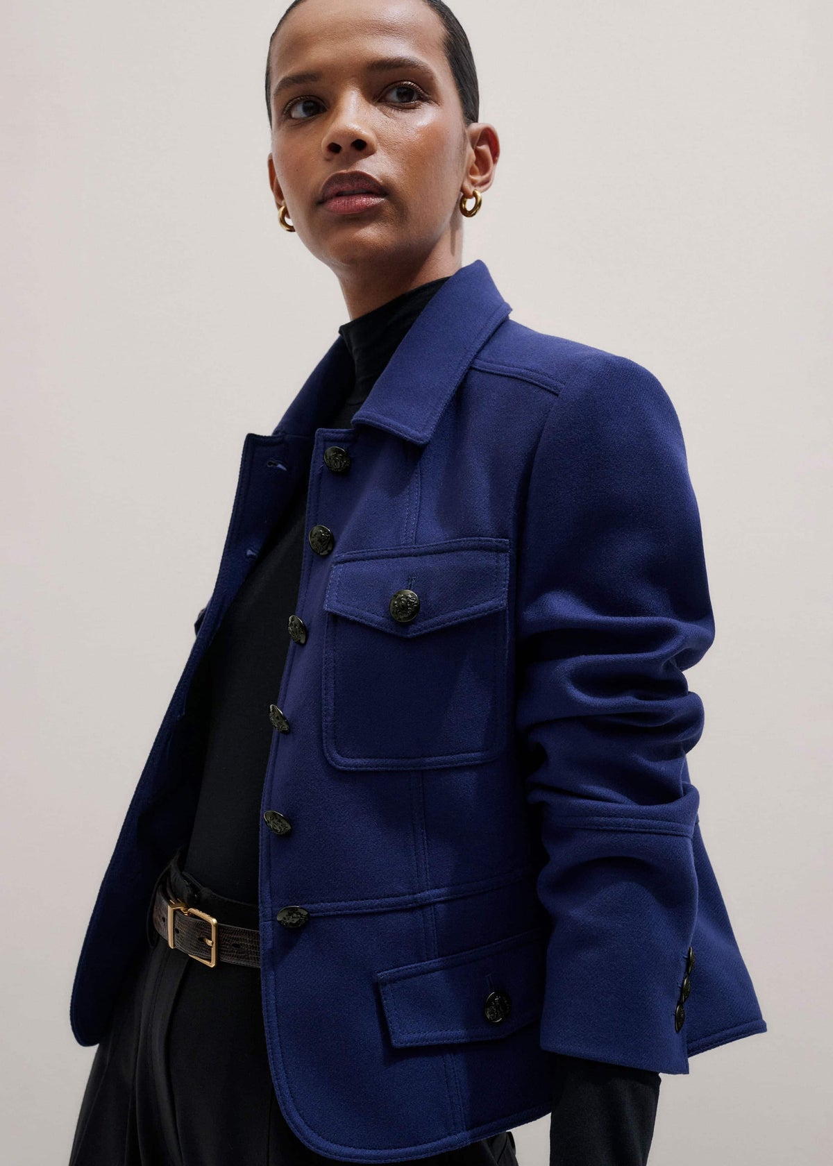 ME+EM Blue Fitted Military Jacket