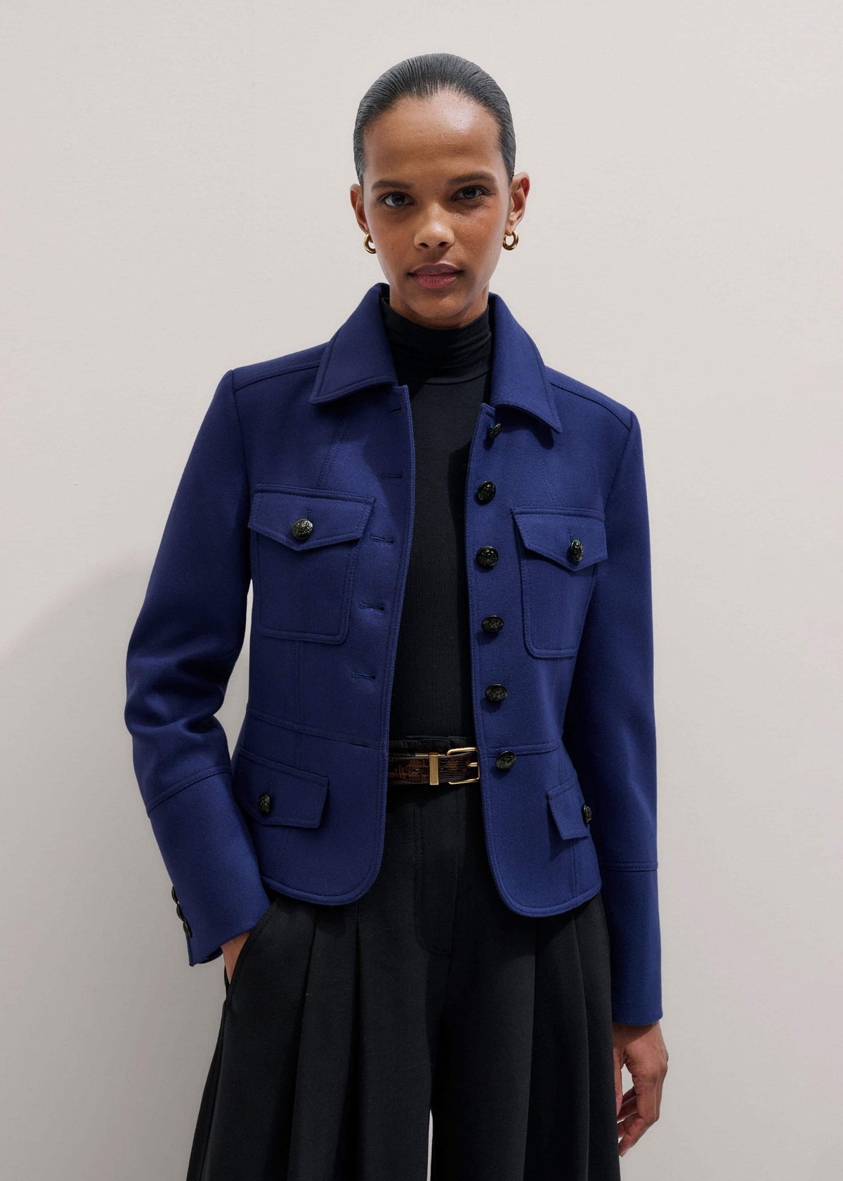 ME+EM Blue Fitted Military Jacket