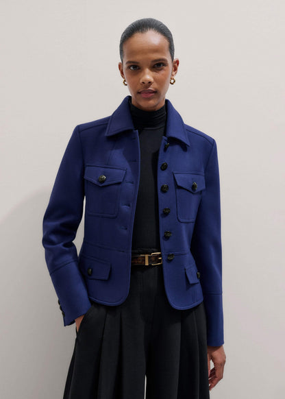 ME+EM Blue Fitted Military Jacket