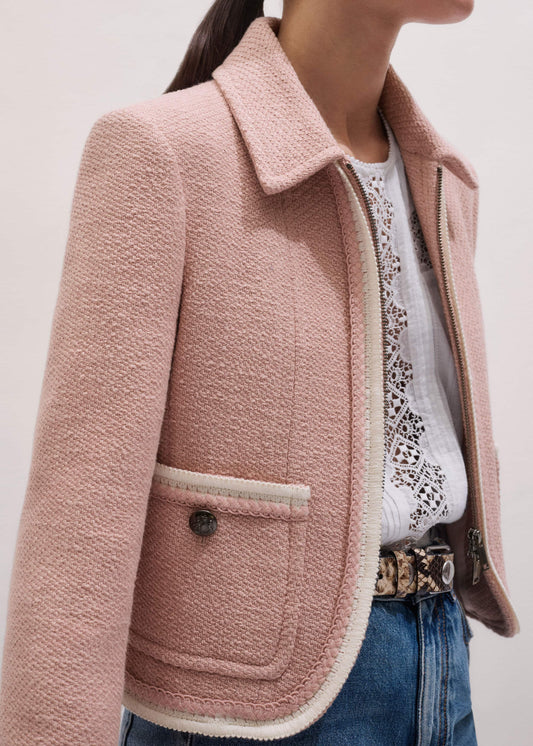 ME+EM Pink Straight Crop Jacket