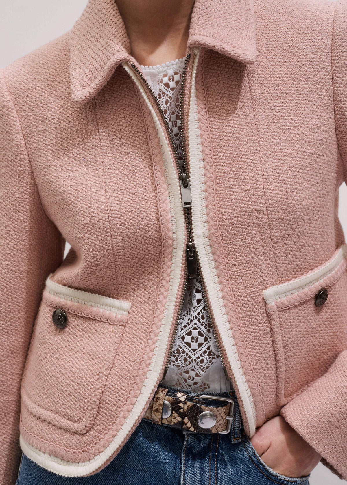 ME+EM Pink Straight Crop Jacket