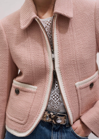 ME+EM Pink Straight Crop Jacket