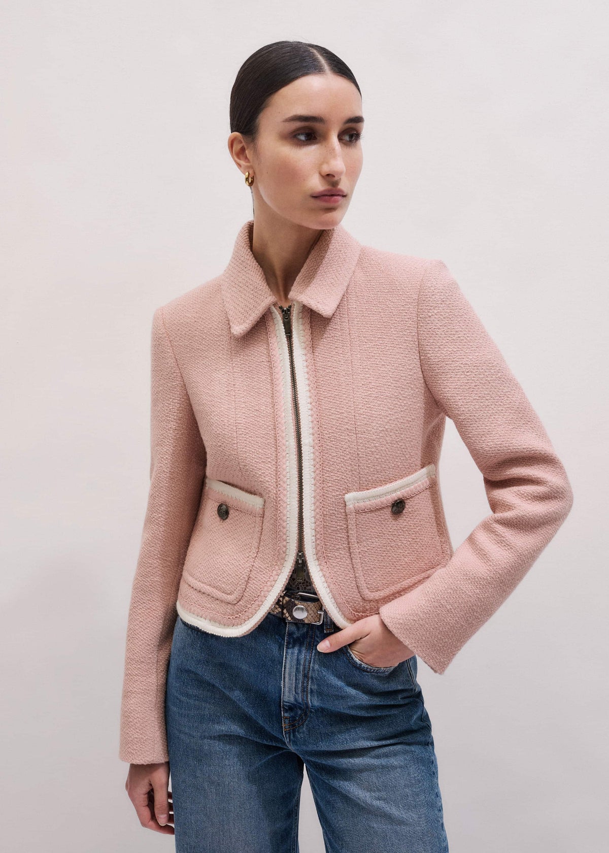 ME+EM Pink Straight Crop Jacket