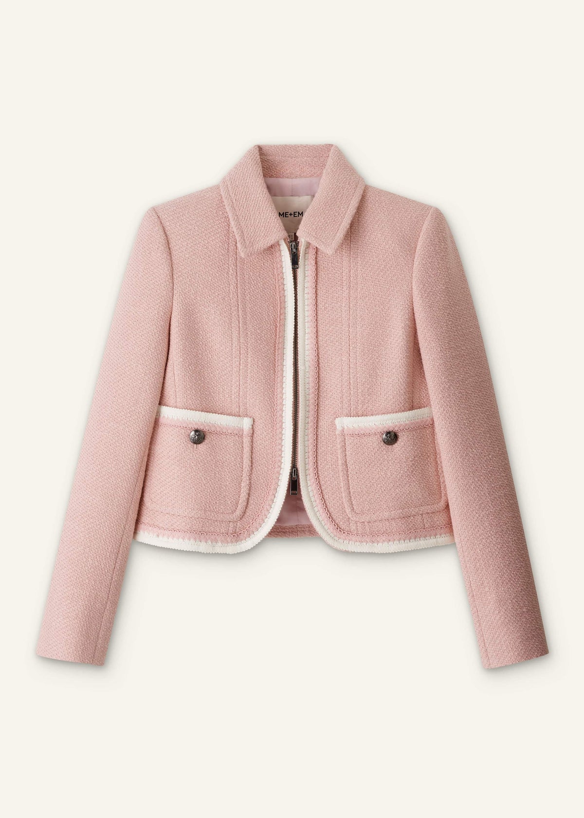 ME+EM Pink Straight Crop Jacket