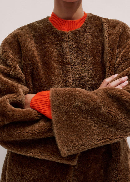ME+EM Brown Shearling Coat