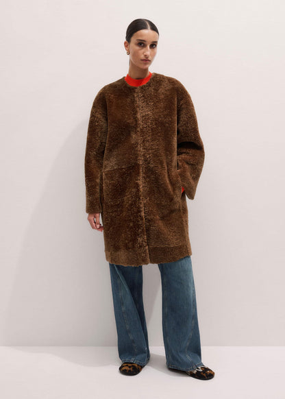 ME+EM Brown Shearling Coat