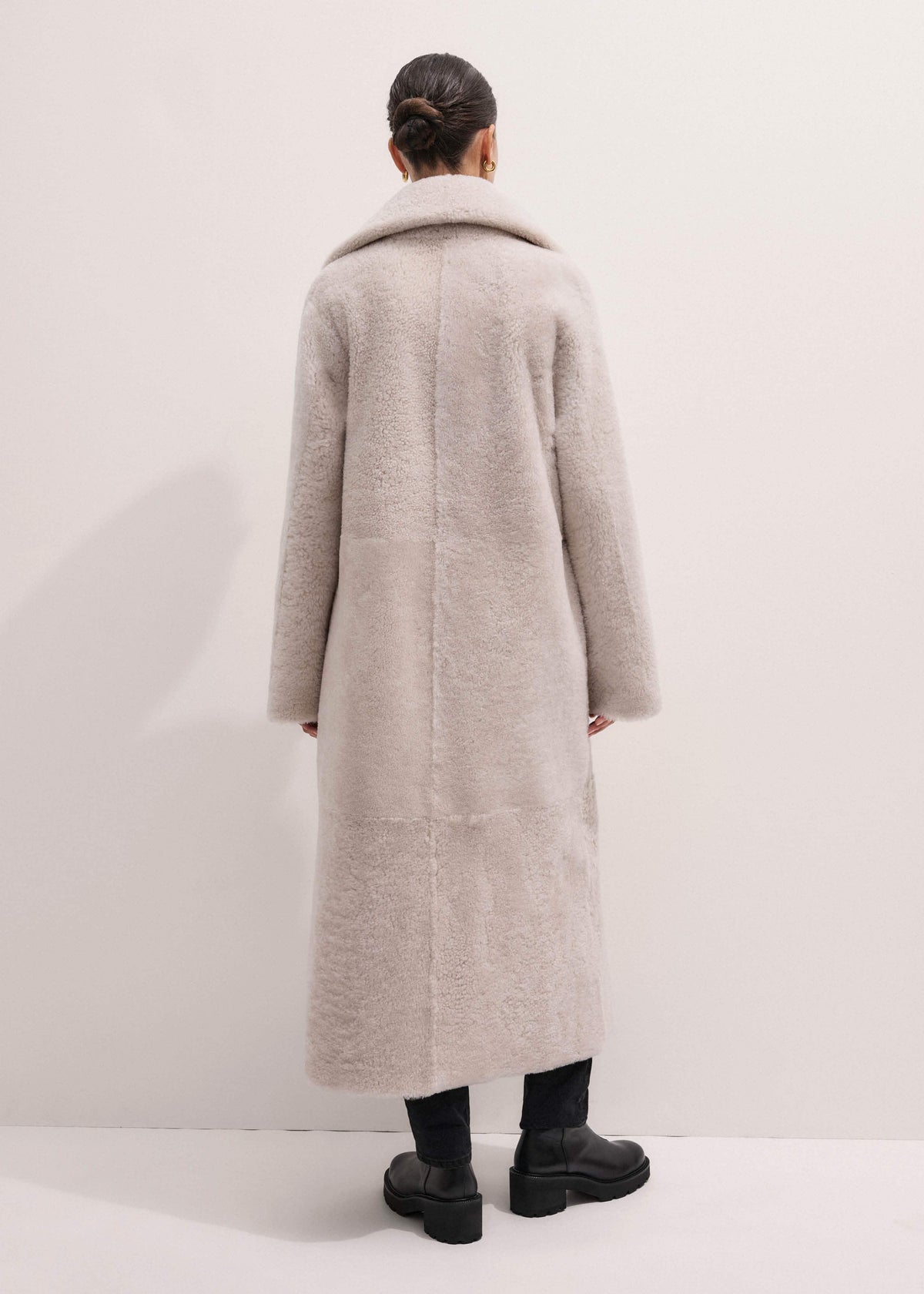 ME+EM Cream Reversible Shearling Coat + Belt