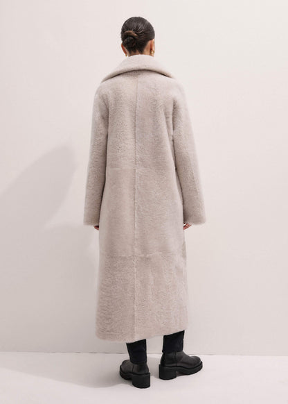 ME+EM Cream Reversible Shearling Coat + Belt
