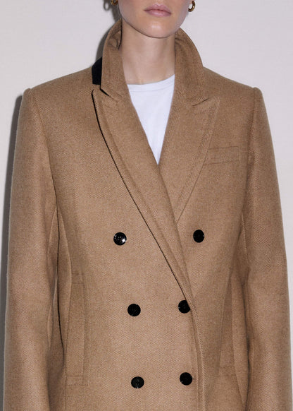 ME+EM Brown Double-Breasted Coat
