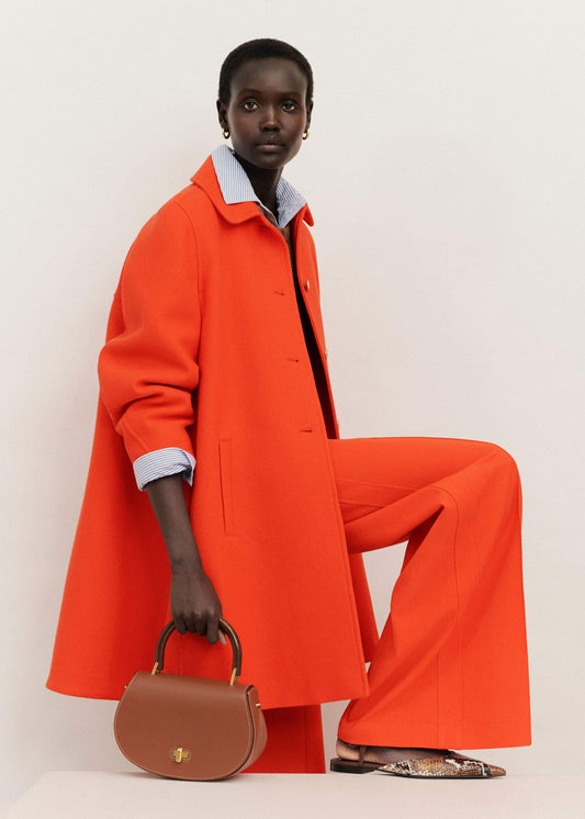 ME+EM Orange Sculptural Sleeve Swing Coat