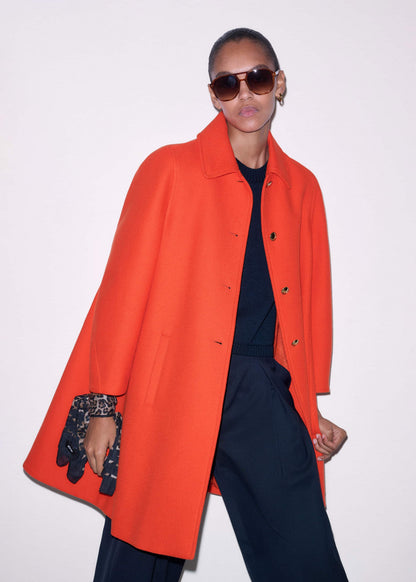 ME+EM Orange Sculptural Sleeve Swing Coat