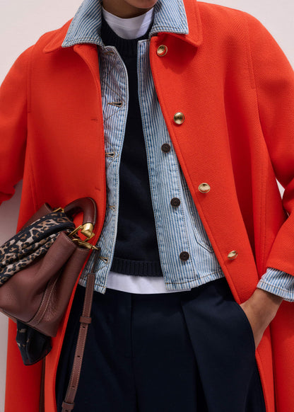 ME+EM Orange Sculptural Sleeve Swing Coat