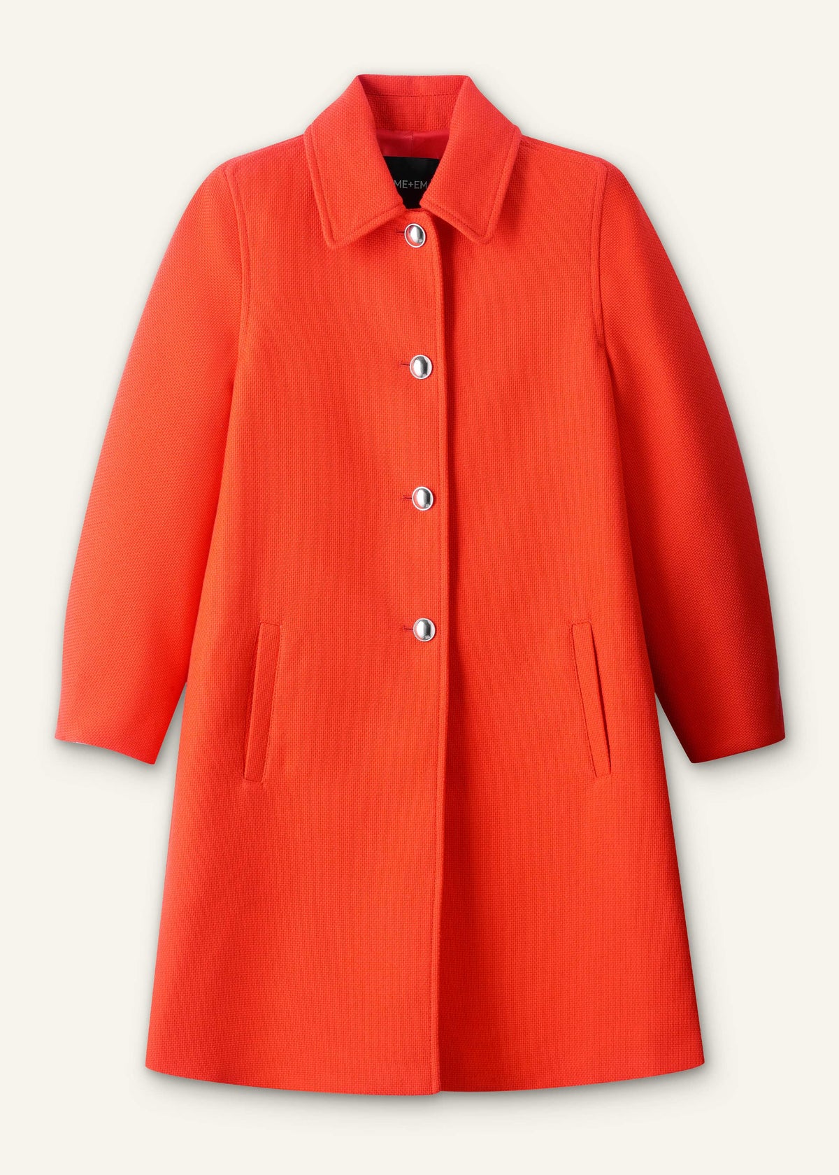 ME+EM Orange Sculptural Sleeve Swing Coat