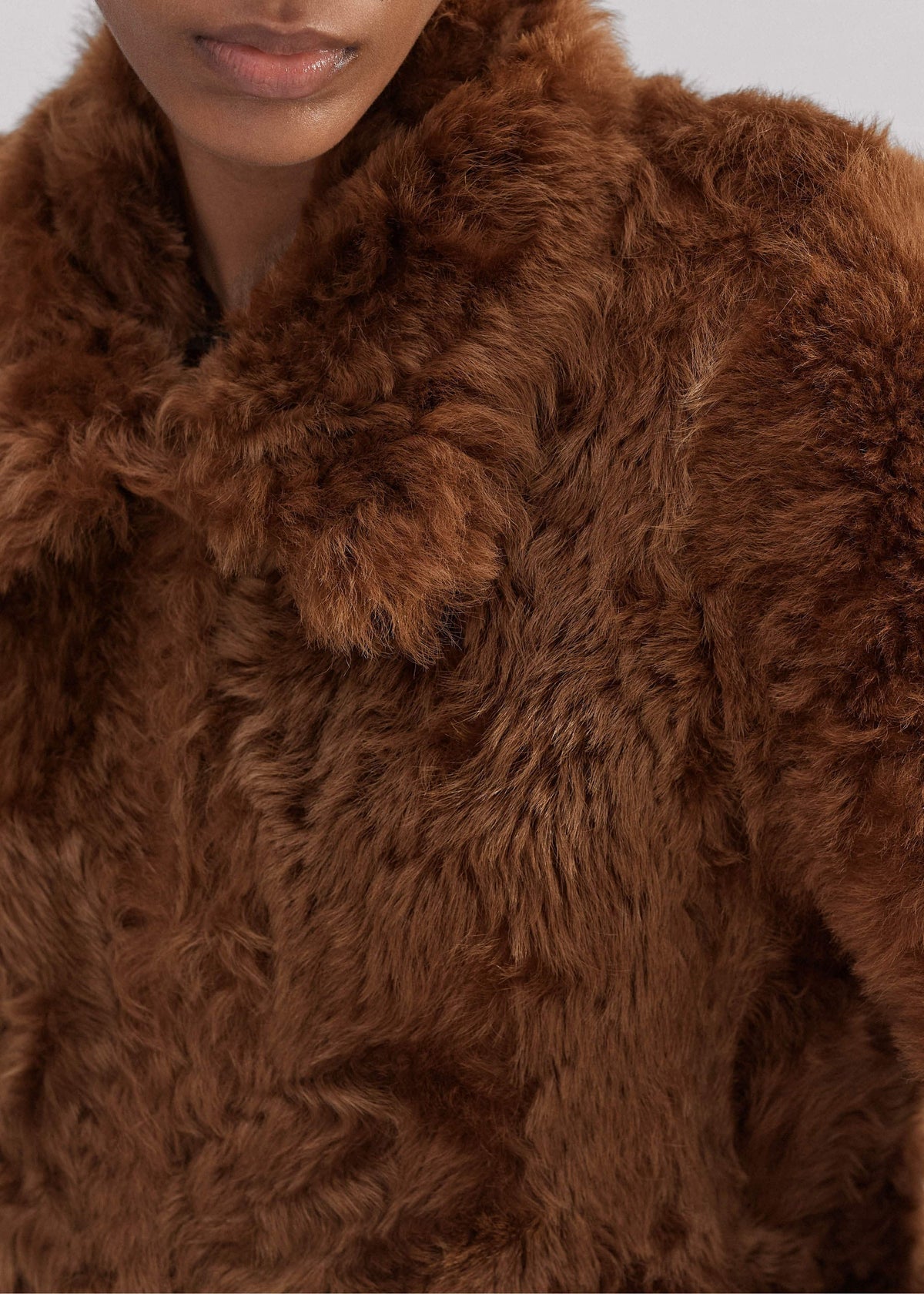 ME+EM Brown Luxe Shearling Swing Coat