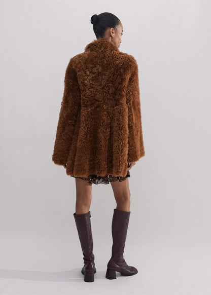 ME+EM Brown Luxe Shearling Swing Coat