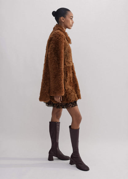 ME+EM Brown Luxe Shearling Swing Coat