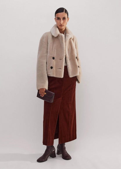 ME+EM Cream Luxe Short Shearling Coat | Shearling Coats