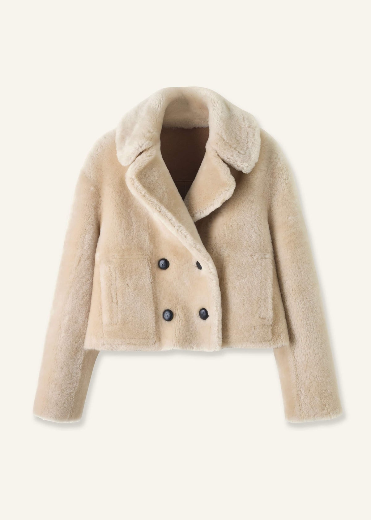 ME+EM Cream Luxe Short Shearling Coat | Shearling Coats