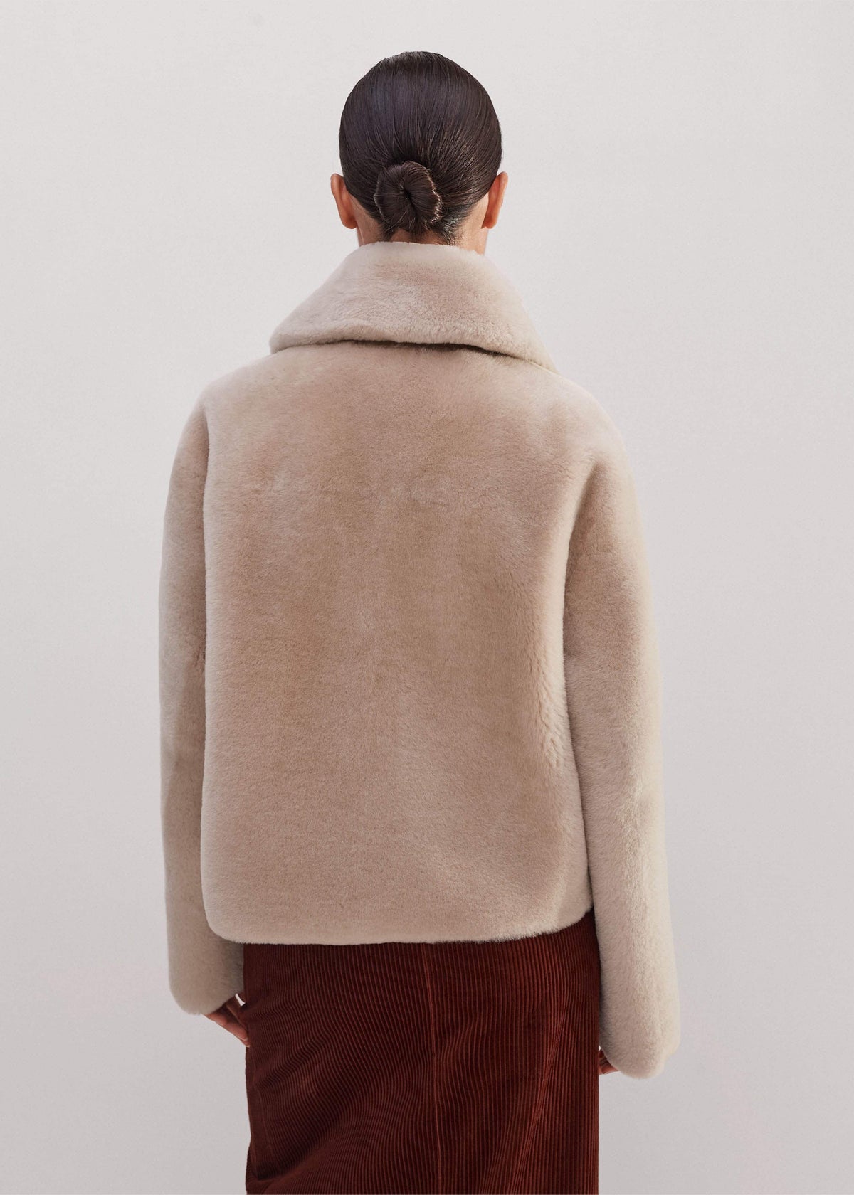 ME+EM Cream Luxe Short Shearling Coat | Shearling Coats