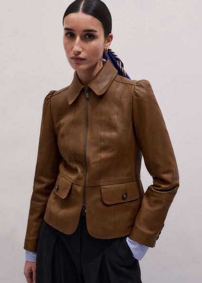 ME+EM Brown Slim Fit Feminine Utility Jacket