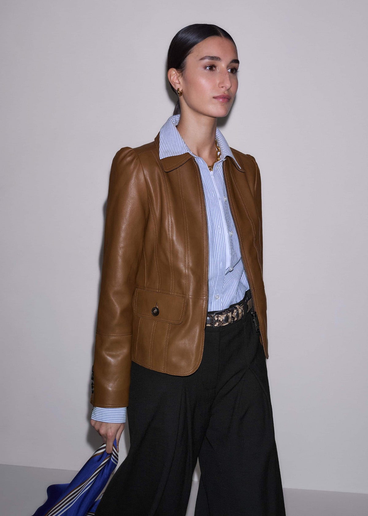 ME+EM Brown Slim Fit Feminine Utility Jacket