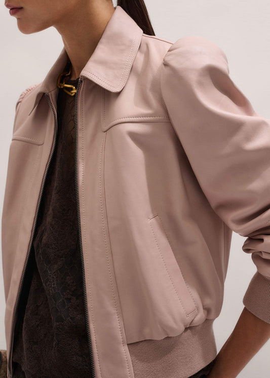 ME+EM Pink Luxe Feminine Bomber Jacket