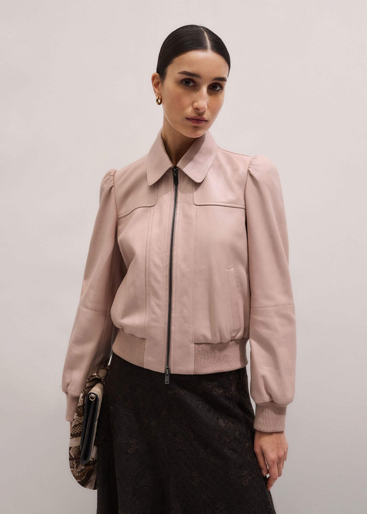 ME+EM Pink Luxe Feminine Bomber Jacket