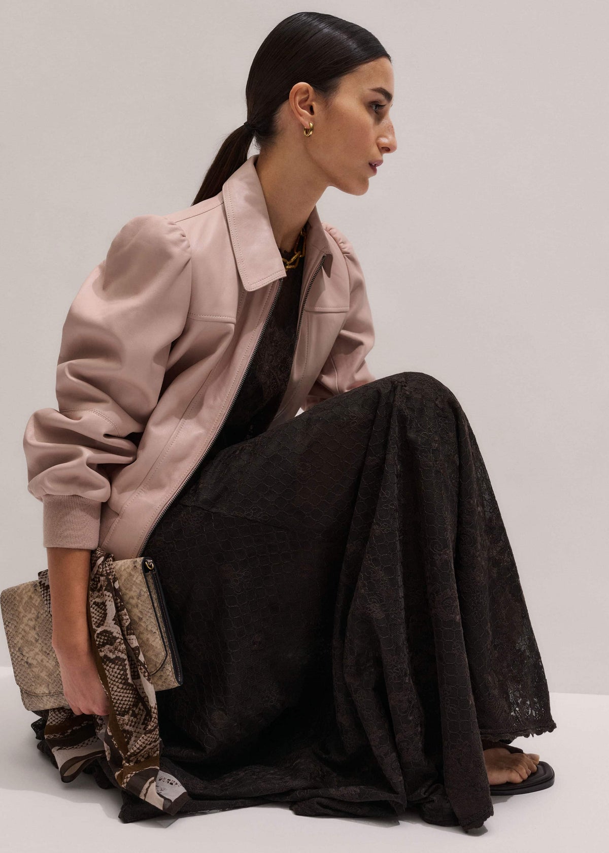 ME+EM Pink Luxe Feminine Bomber Jacket
