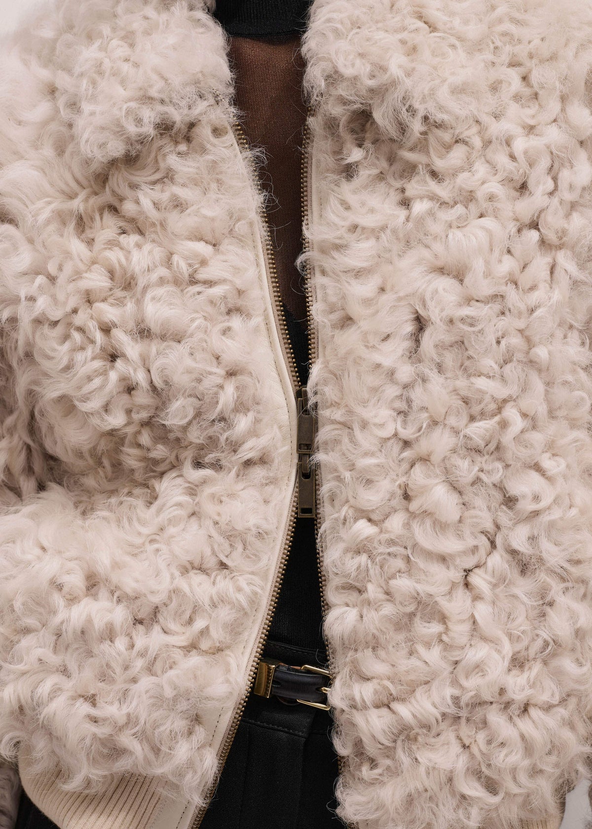 ME+EM Cream Luxe Shearling Bomber Jacket