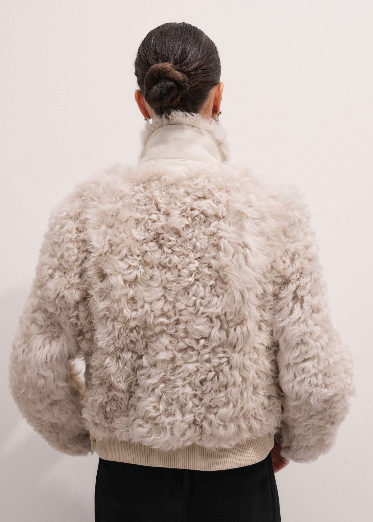ME+EM Cream Luxe Shearling Bomber Jacket