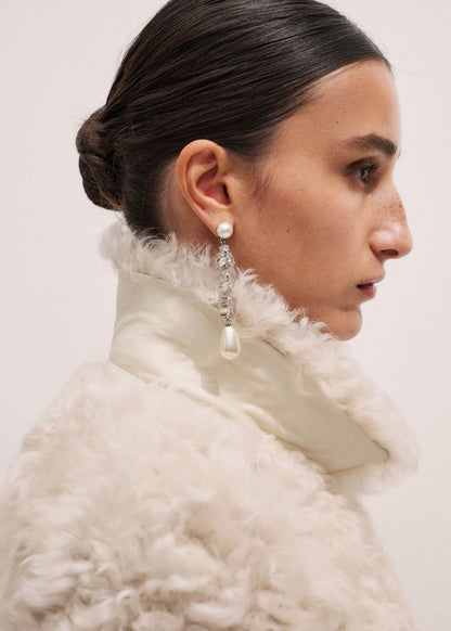 ME+EM Cream Luxe Shearling Bomber Jacket