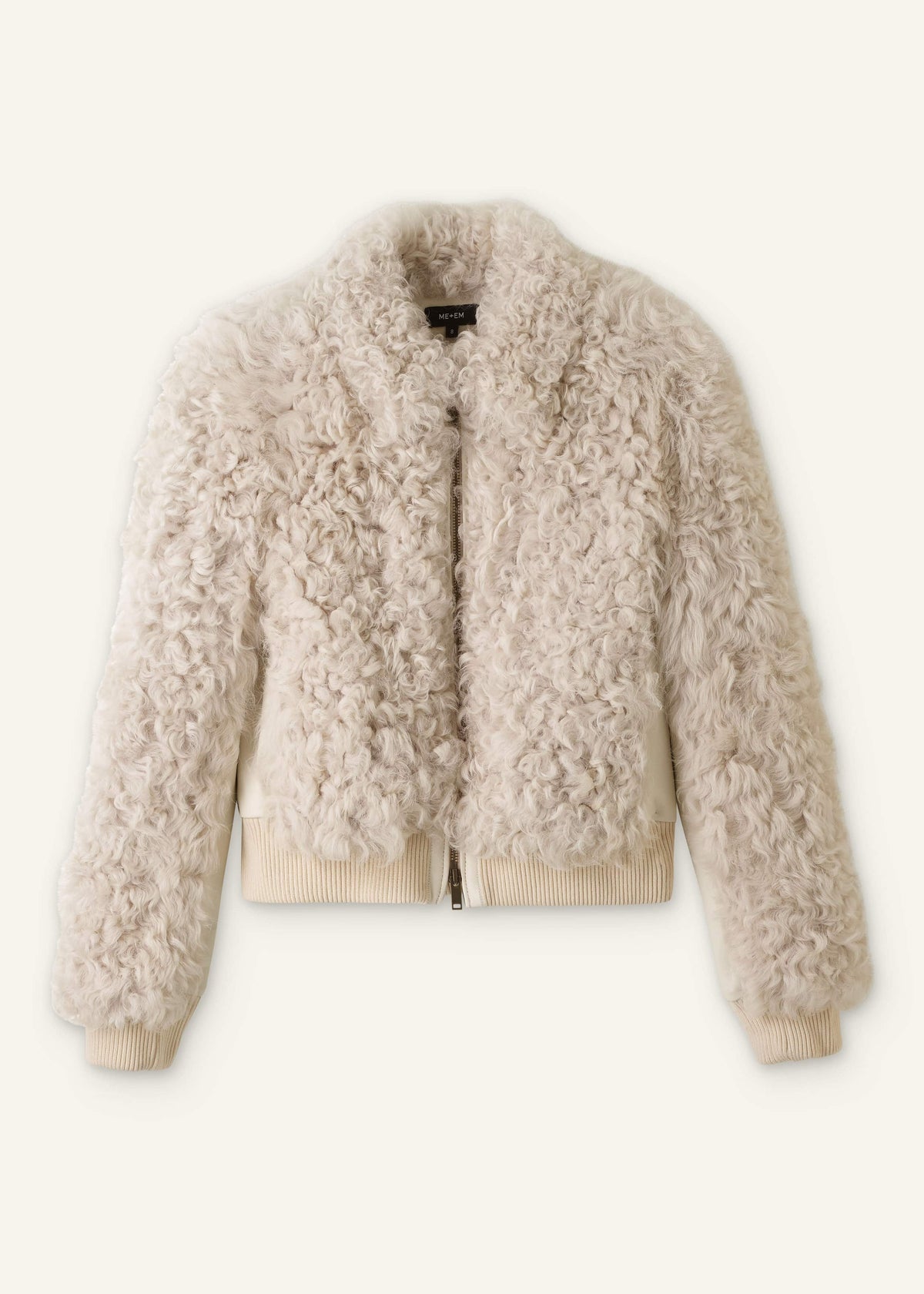 ME+EM Cream Luxe Shearling Bomber Jacket