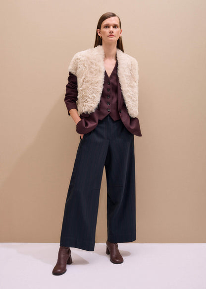 ME+EM Cream Shearling Evening Layering Shrug