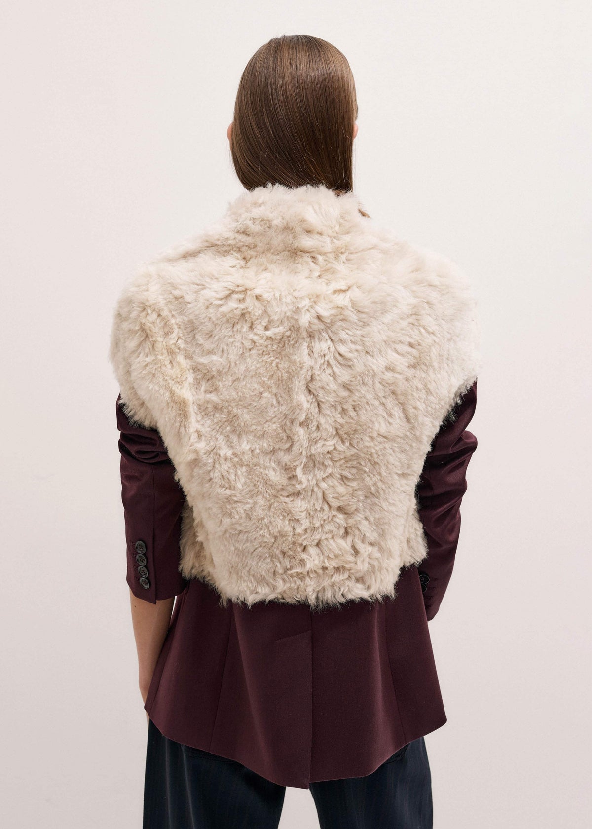 ME+EM Cream Shearling Evening Layering Shrug
